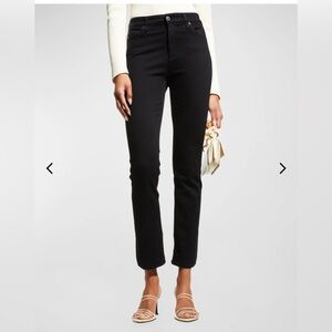AG Mari high-rise slim straight black jeans.